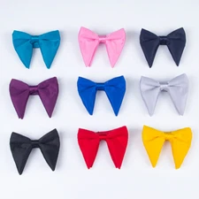 Men Solid Bow Tie Wedding Party Groom Shirt Tuxedo Suit Oversize Bowtie