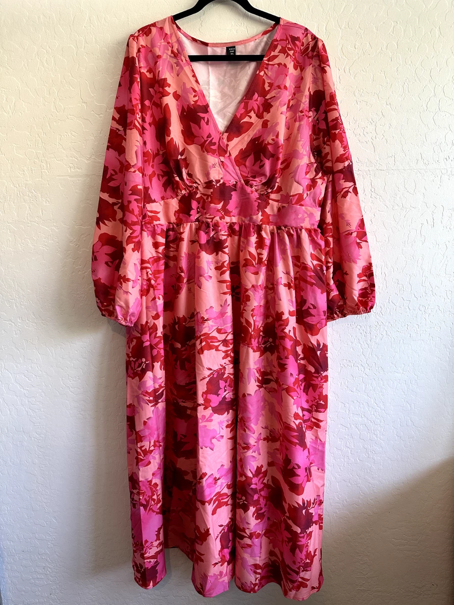 Shein Curve Woman s Floral Maxi Dress Plus Size 3XL Long Sleeve