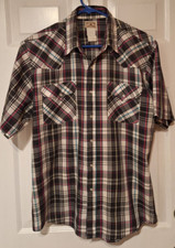 Vintage Western Frontier Pearl Snap Plaid Shirt Size Large Cowboys Rodeo