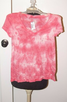 NWT AEROPOSTALE MISSES SZ M PINK TIE DYED SHORT SLEEVE TOP