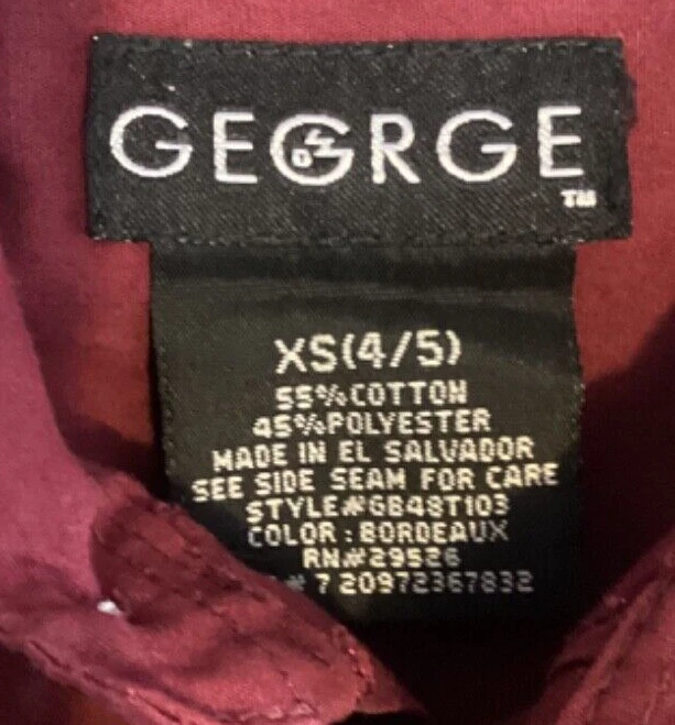 Camisa de vestir de manga larga lisa con cuello George XS 4/5 para niños Foto 2 de 4