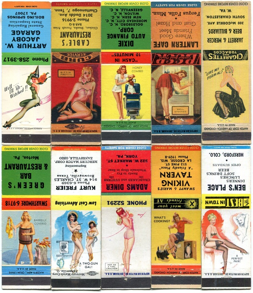 50 GIRLIE PIN UP FRONT STRIKE MATCHCOVERS CLASSIC PIN UPS MANY W/ LOW