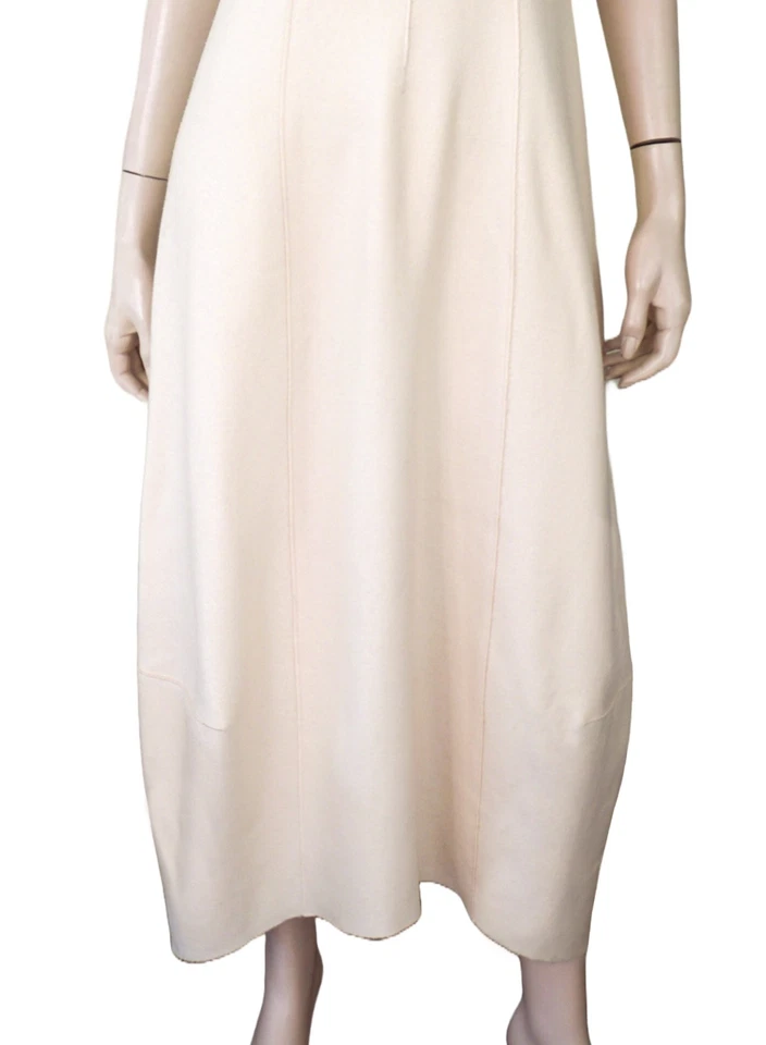 Vintage Y2k DKNY sz 4 Ivory Wool Tweed Tulip Hem Maxi Dress with Exposed Seams - Image 3 of 4