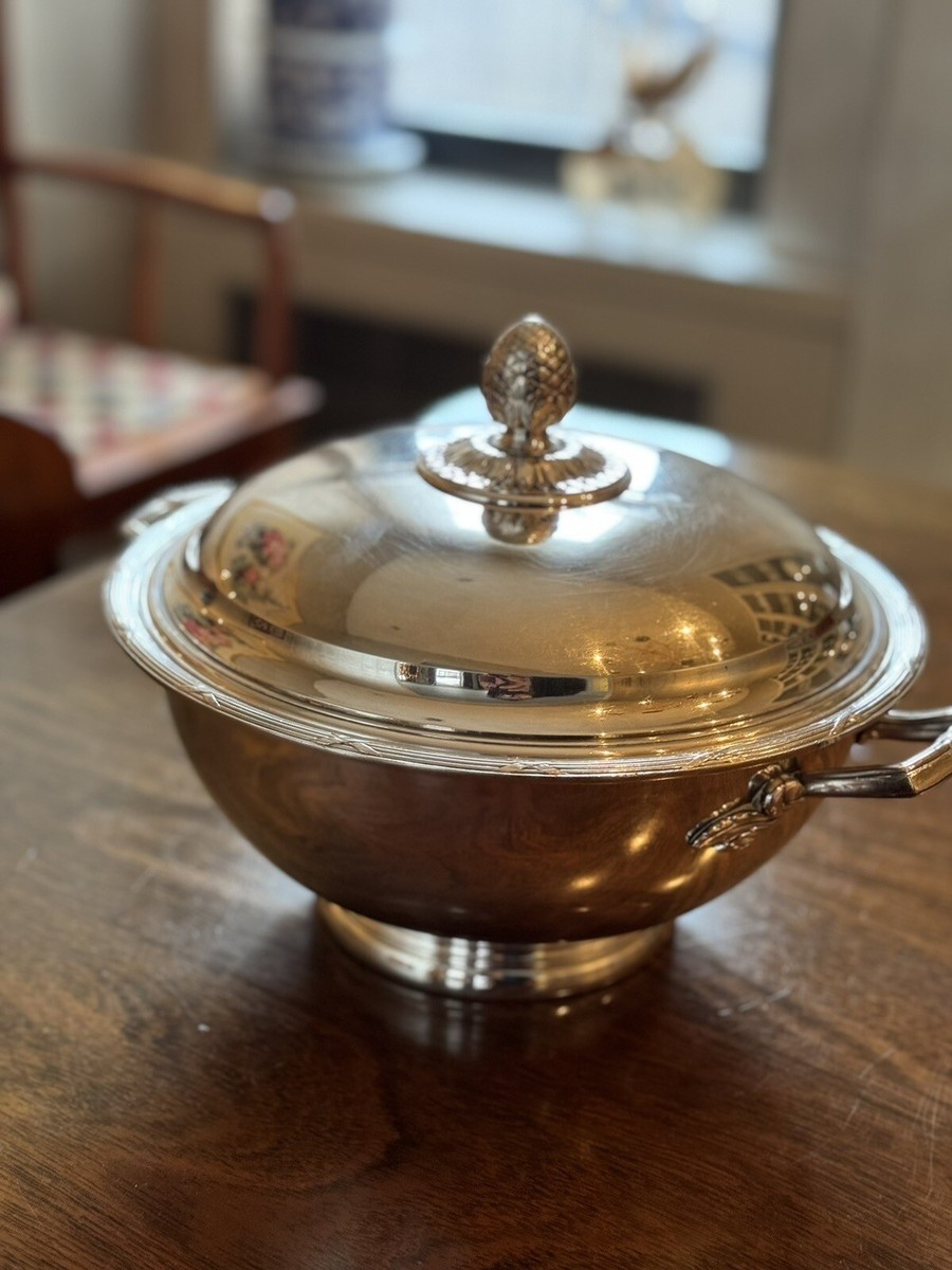 Christofle Rubans Silverplate Vegetable Dish, Tureen, Soup Bowl, w