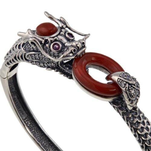 "Bracciale Drago Giada di Un Anno Giada Rossa, Rubino e Zirconia, 7-1/2" - Foto 2 di 4