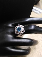 925 Blue Topaz Ring 4.7 Grams Size 9