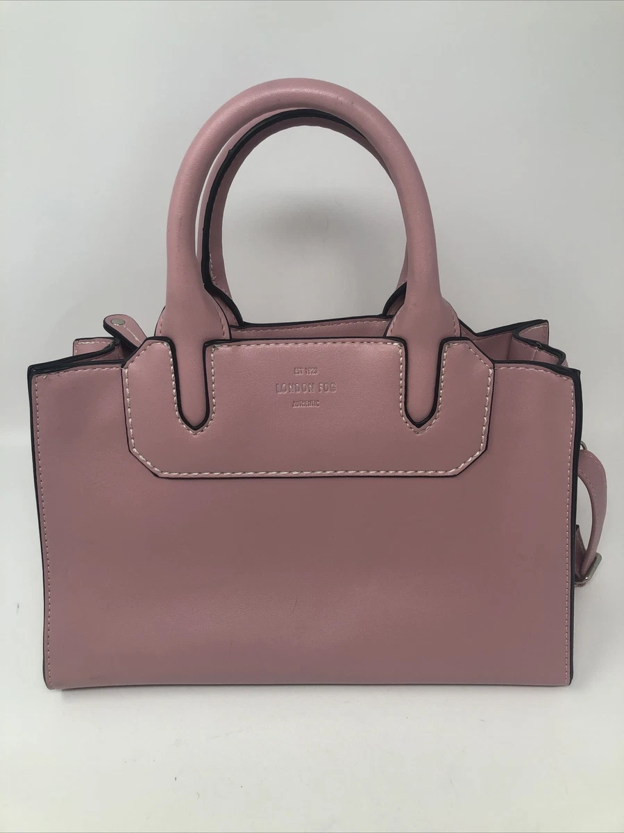 LONDON FOG Pink Blush Faux Leather Handbag Purse Satchel Strap | eBay