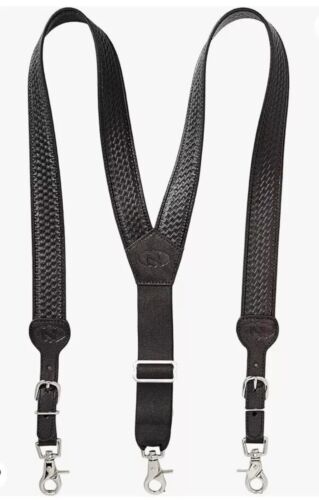 Nocona Belt Co. Men's Standard Gallus Basketweave Embossed Leather Suspenders X