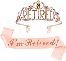 Retirement Party Decorations Retired Tiara/Crown, Retired Sash for Women Reti...