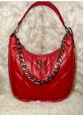 NEW STEVE MADDEN Red Quilted Faux Leather Strap/Chain Option Zip Shoulder Bag