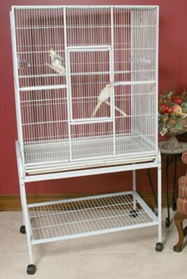 54'' LARGE Flight Bird Cage Side Breeding Nest Door Aviary Finch Removable Stand