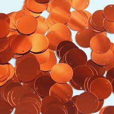 Round Sequin 12mm Top Hole Deep Rich Orange Shiny Metallic Paillette Made in USA