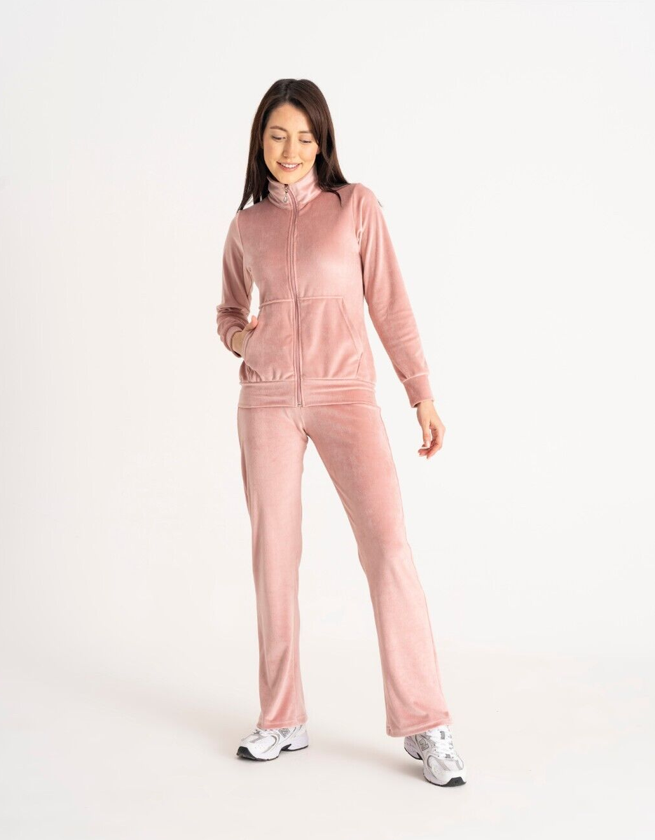 Pink Velour Ladies Tracksuit Couture Piece FullZip Size Medium