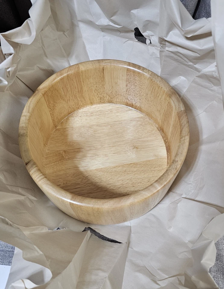 New Lipper International 10” X 5” Beechwood Salad Wood Bowl 340/3 w/ Servers - Image 4 of 4