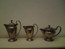 Krupp Berndorf Art Deco Teapot Set Silver Plated Waring & Gillow Martinez Hotel