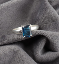 London Blue Topaz Gemstone Handmade 925 Sterling Silver Jewelry Gift Ring Gift
