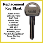 Key Blank for Austin Morris BL, Ford, Honda, Jeep, Range Rover Classic, MG Mini