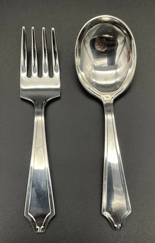 2 Pc Sterling Silver Minuet Pattern Baby Set Spoon Fork International No Mono