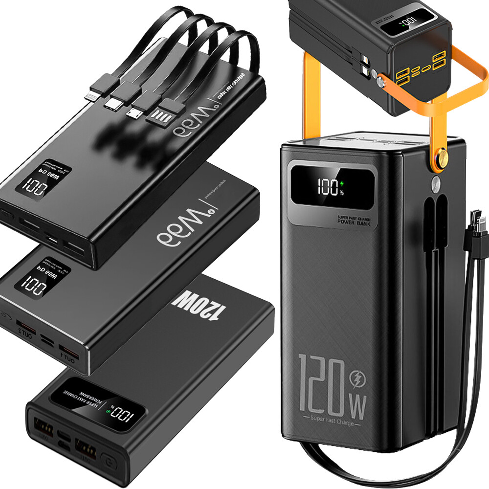 120W Portable 70000mAh Power Bank Fast Charging Large Capacity External  Battery