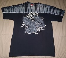 VTG YU-GI-OH CRITIAS DRAGON T SHIRT YOUTH SMALL ANIME BLACK TIE DYE PRINT