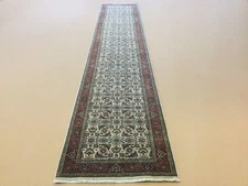 2’.7” X 14’ Beige Rust Excellent Geometric Hand Knotted Oriental Rug Runner Wool