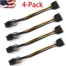 4 Pack SATA 15 pin Male to 8 pin 6 2 PCI-Express PCIe Video Graphic Card Adapter