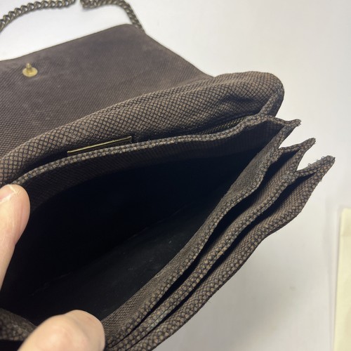 Bottega Veneta Dark Brown Suede Cross Body Bag With Chain 9x7 Vintage - Picture 12 of 24