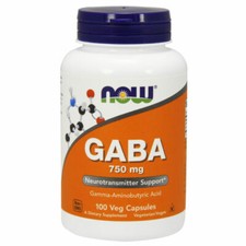 NOW Foods P32055 GABA Gamma-Aminobutyric Acid Supplements - 100 Capsules