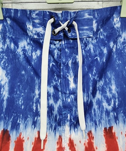 Vintage Budweiser Swim Trunks Shorts Size 36 Tie Die Red White Blue Patriotic - 第 3/7 張圖片