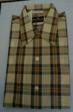NOS 50's-60's CLASSIC CASUALS Yellow Orange Black Plaid Loop Collar ROCKABILLY L