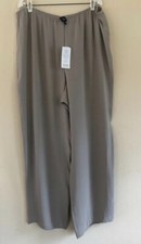 NWT Eileen Fisher Sz 2X DOVE GRAY 100 Silk Georgette Crepe LUXE Trousers Pants