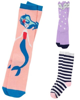 NWT Gymboree Mermaid Fox Striped Girls Knee High Socks S M L 8-10 11-12 ...