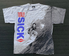 Vintage GOTCHA Dot Matrix AOP TOTALLY SICK SPELLOUT USA Made surfer T-Shirt Sz M