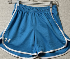 Under Armour Loose Fit Heatgear Shorts Women Small Blue Reflect Logo Run Perform