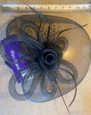 Flower Feather Hair Hat Fascinator Headband Wedding Royal Ascot Race Party Black