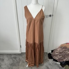 Zara Brown Asymmetric Sleeve Dress M NWT RRP £39.99 Long Women's