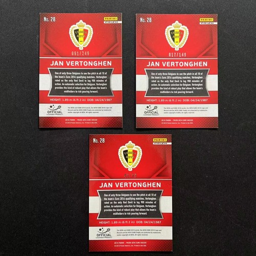 Lot 2016 Prizm UEFA Euro Jan Vertonghen Blue Red Purple /99/149/249 Belgium 5166 - Picture 2 of 2