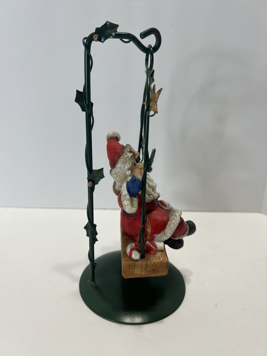 Santa on Swing Holiday Christmas Decoration Swinging Resin