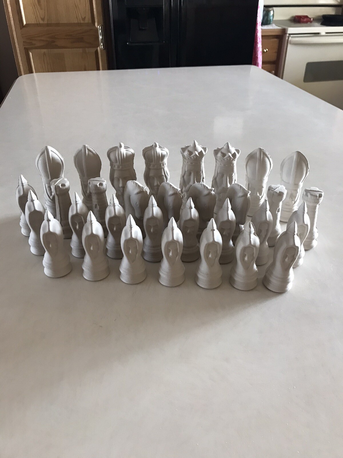 unpainted ceramic chess sets
