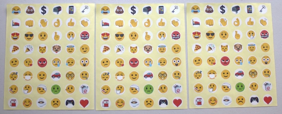 Emoji Stickers - 3 sheets of 48 - 144 total - Free Shipping - Image 3 of 3