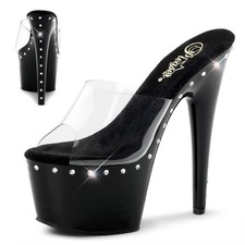 Pleaser Rhinestone Line Platform Stiletto Slip On Mule Heels Adore 701Ls