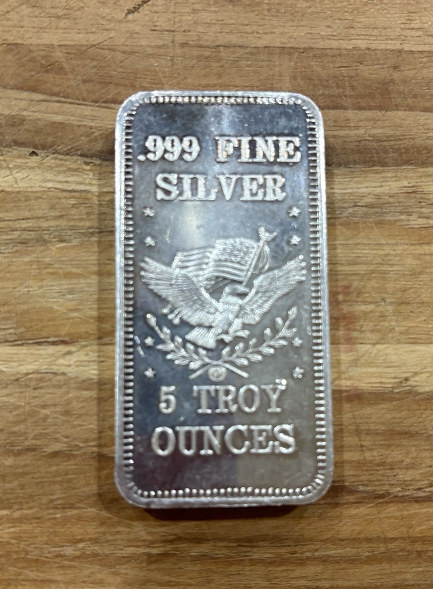 APM 5 Troy Ounce .999 Fine Silver Bar – Bullion Bar Total 5 Troy