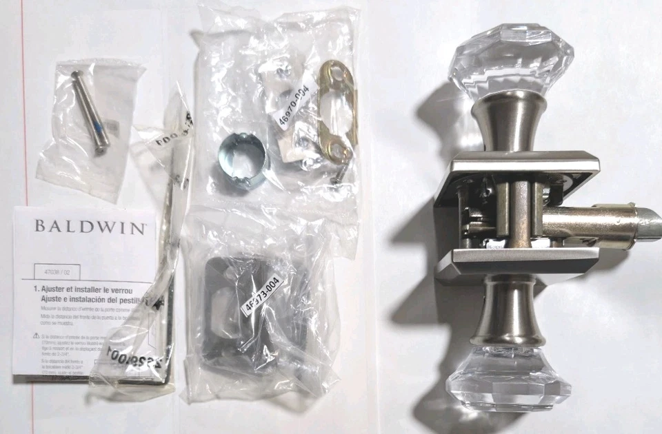 Perilla de cristal Baldwin PSCRYTSR150 Reserve Passage con base cuadrada níquel satinado Foto 2 de 4