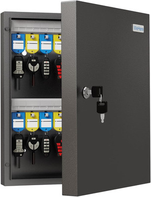 32-Keys Key Lock Box, Wall Mount Key Cabinet with Magnetic Door and Tags, Securi