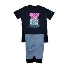 Nike Youth Medium 10-12 "Shoot Less Dunk More" Tshirt Athletic Shorts Outfit