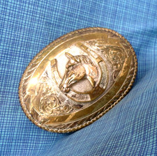 Working Cowboys Western Horse Head Horseshoe Belt Buckle Vtg 80s Crumrine.GMP645