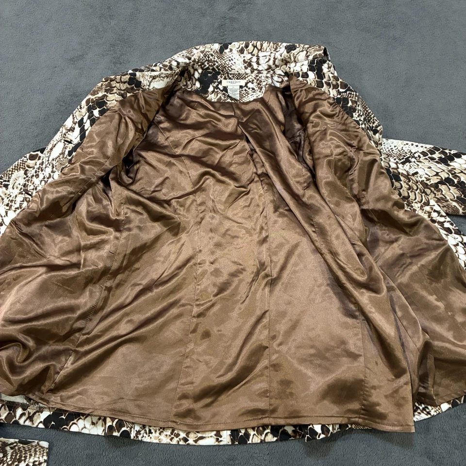 Vertigo Paris Brown Snake Print Belted Stretch Trench Coat Women's Size XL - Image 2 of 4