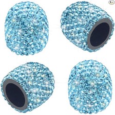 Tire Valve Stem Caps Blue Sparkling Handmade Crystal Rhinestone Universal Blue
