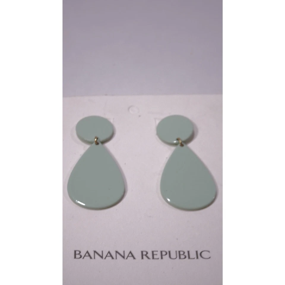 Pendientes para mujer Banana Republic esmalte brillante media luna nuevos con etiquetas 50 comot verde Foto 4 de 4