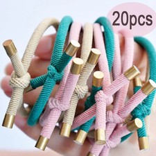 20 Pc Hair Ties Knotted Rope Rubber Bands Stylish Stretch Women Ponytail Holders